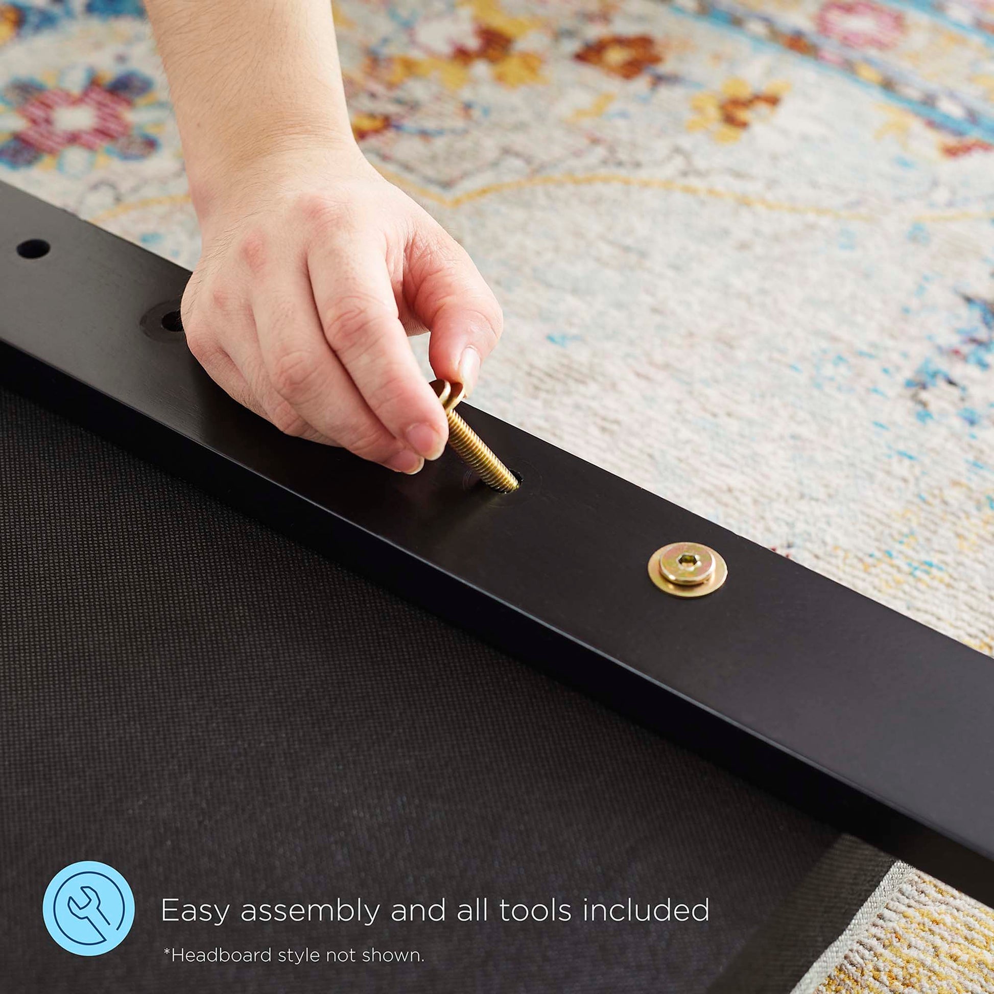 Current Performance Velvet Platform Bed With Gold Metal Legs