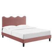 Current Performance Velvet Platform Bed With Black Wood Legs - Dusty Rose