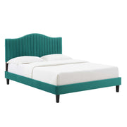 Juniper Channel Tufted Performance Velvet Full Platform Bed - Teal