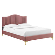 Juniper Channel Tufted Performance Velvet King Platform Bed - Dusty Rose