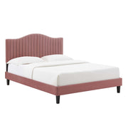 Juniper Channel Tufted Performance Velvet King Platform Bed - Dusty Rose