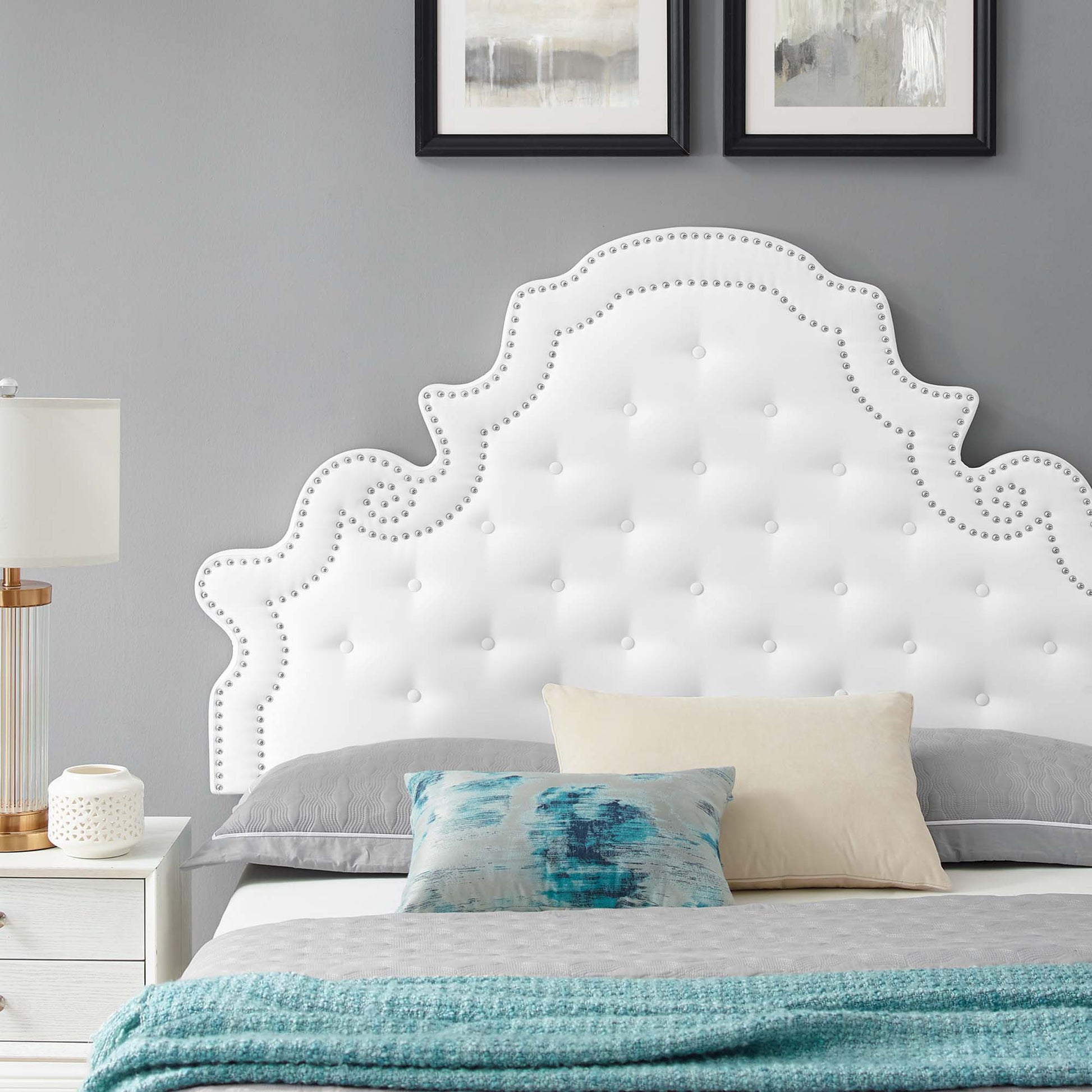 Gwyneth Tufted Performance Velvet Platform Bed With Black Wood Legs