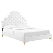 Gwyneth Tufted Performance Velvet Twin Platform Bed - White