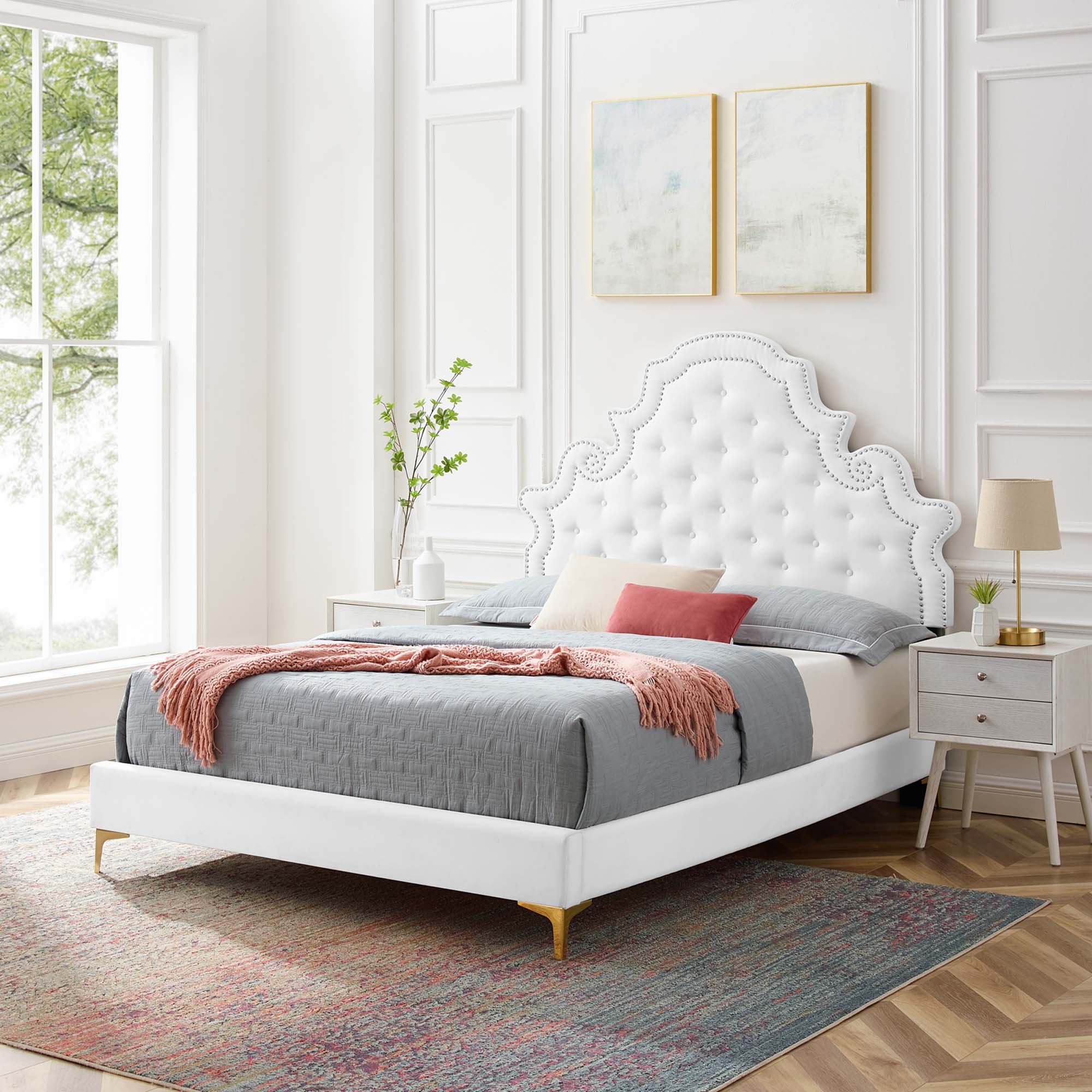 Gwyneth Tufted Performance Velvet Twin Platform Bed