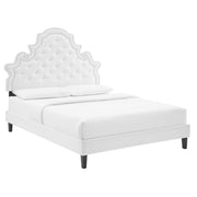 Gwyneth Tufted Performance Velvet Twin Platform Bed - White