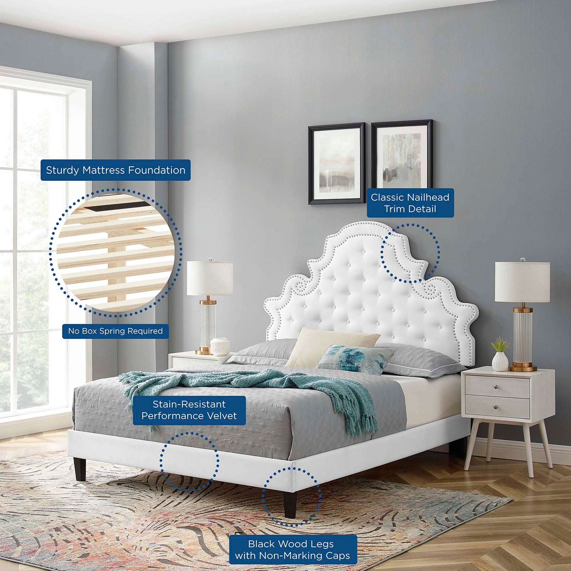 Gwyneth Tufted Performance Velvet Twin Platform Bed