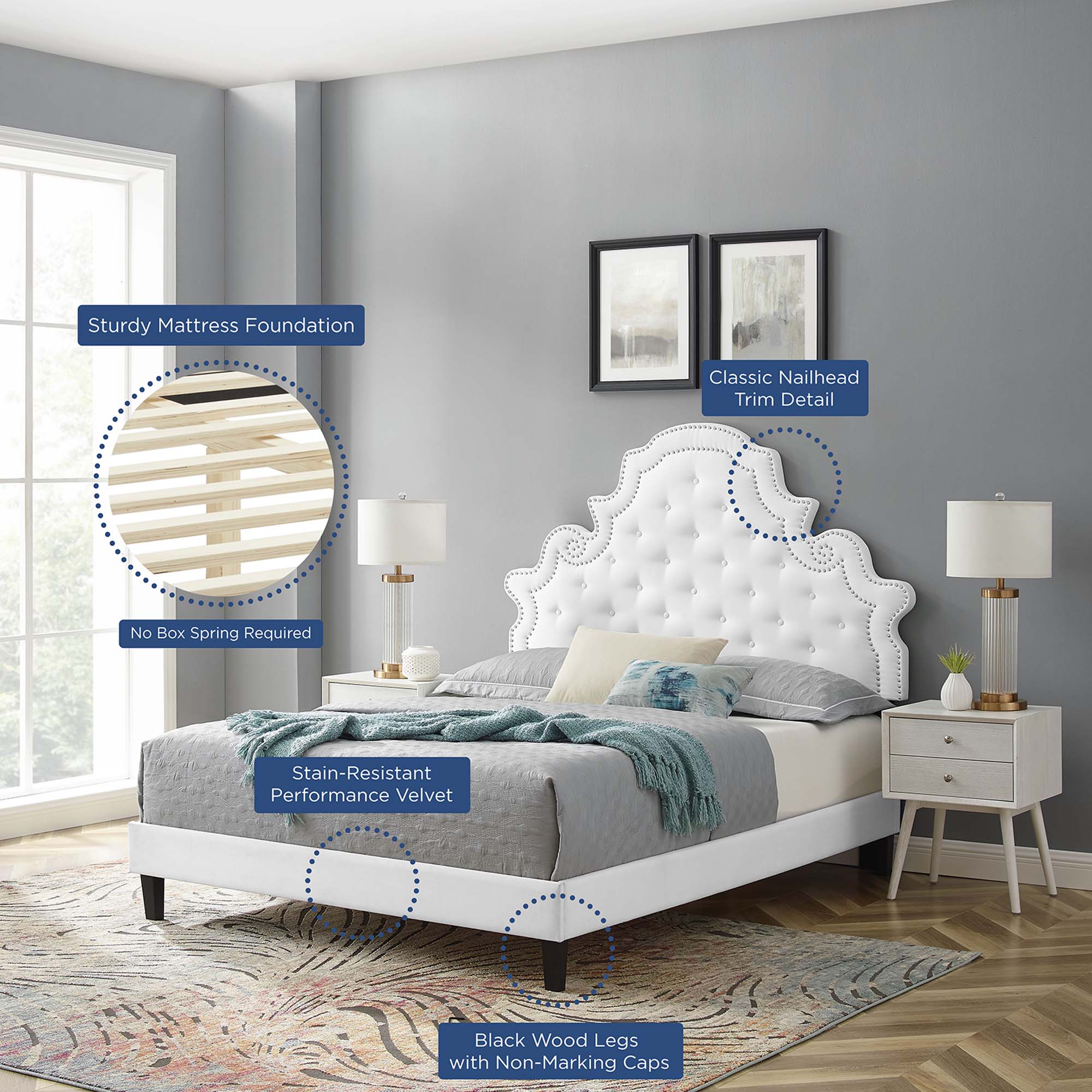 Gwyneth Tufted Performance Velvet Twin Platform Bed