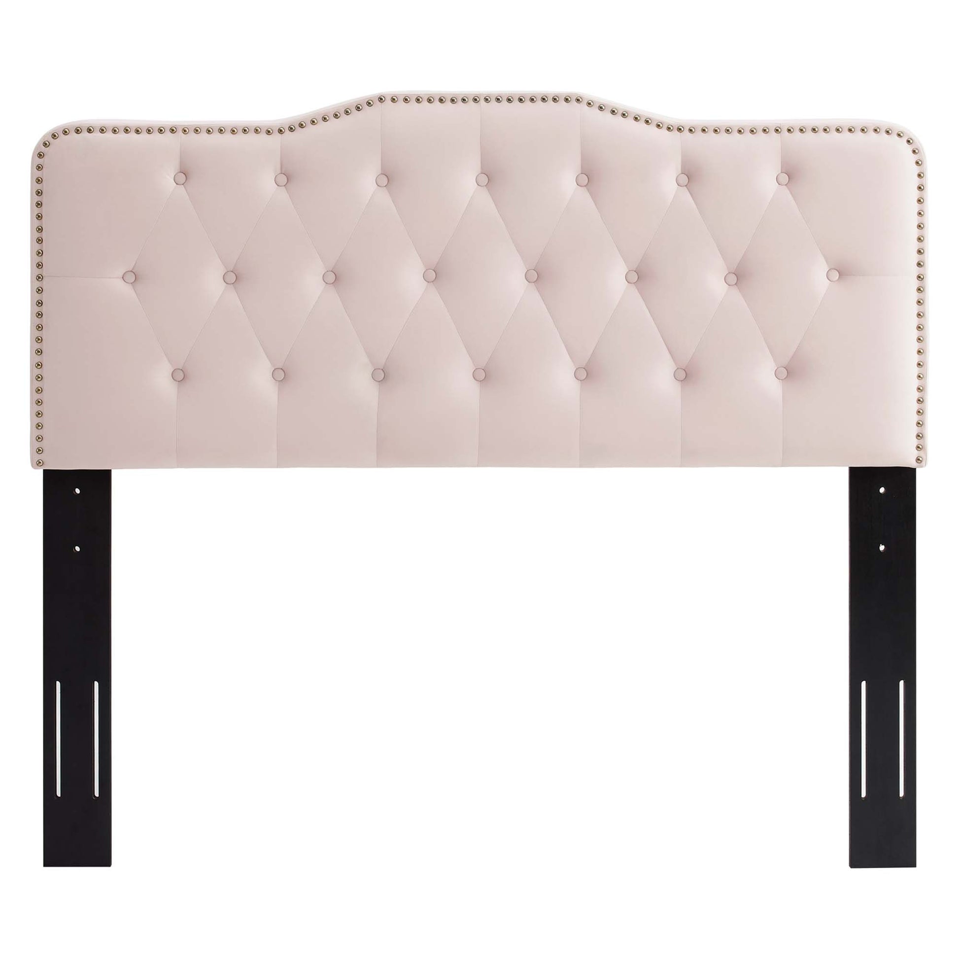 Amber Performance Velvet Platform Bed With Black Wood Legs