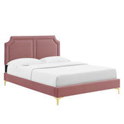 Novi Performance Velvet King Bed - Dusty Rose
