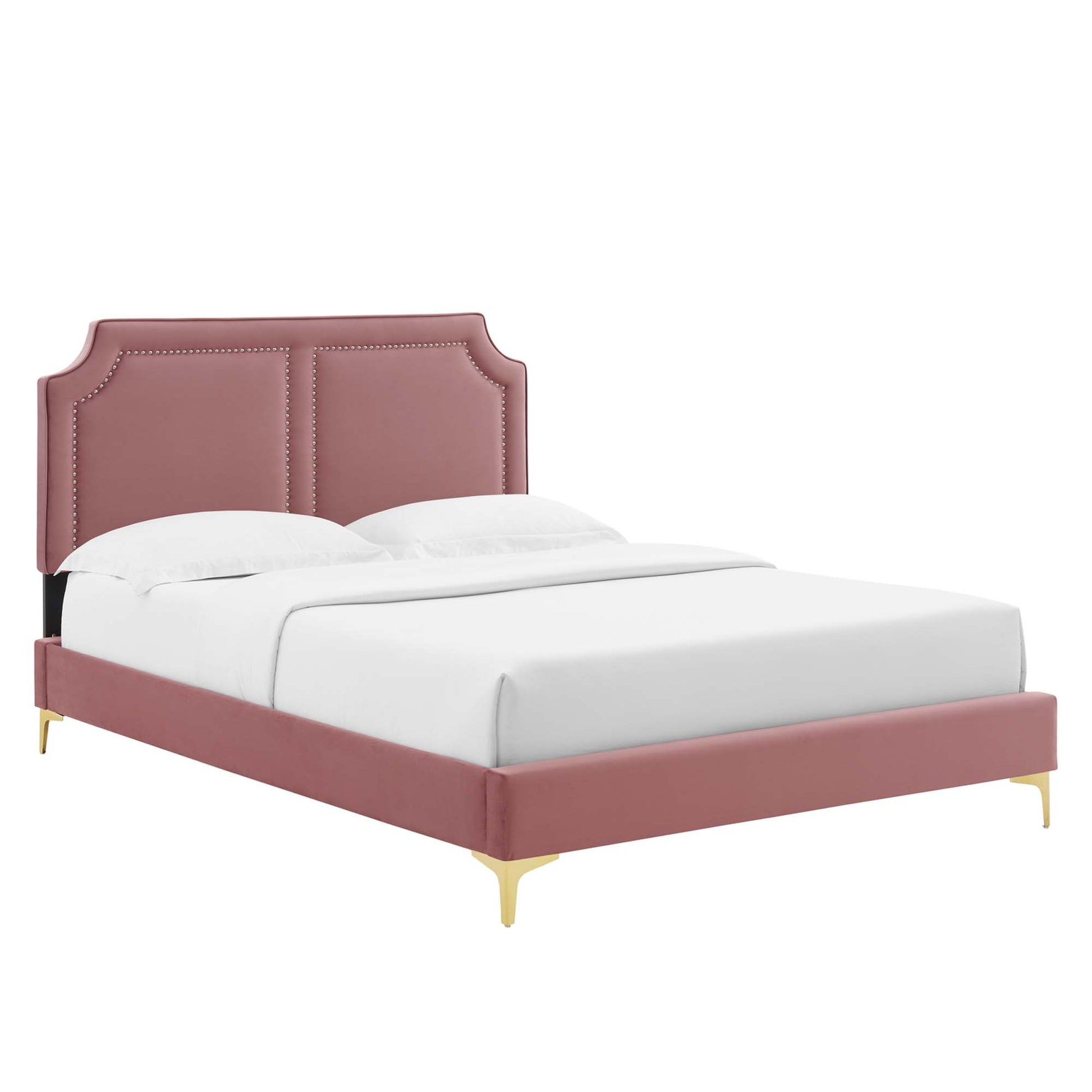 Novi Performance Velvet King Bed - Dusty Rose