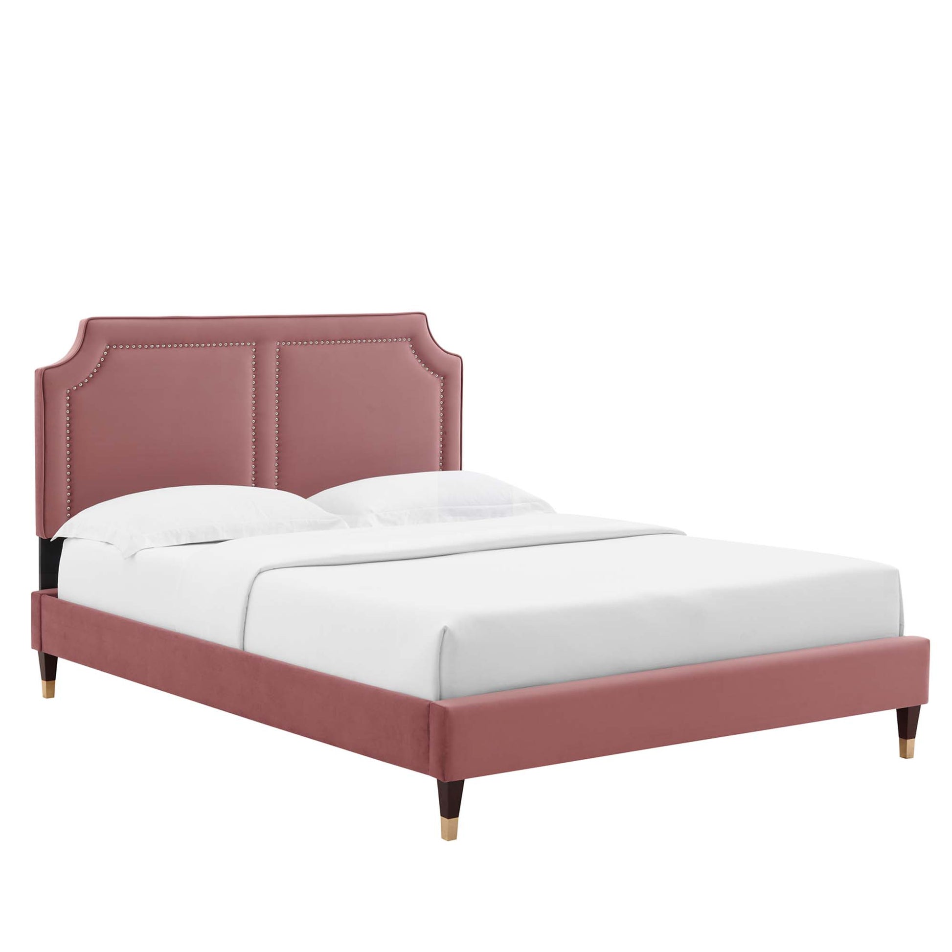 Novi Performance Velvet King Bed - Dusty Rose