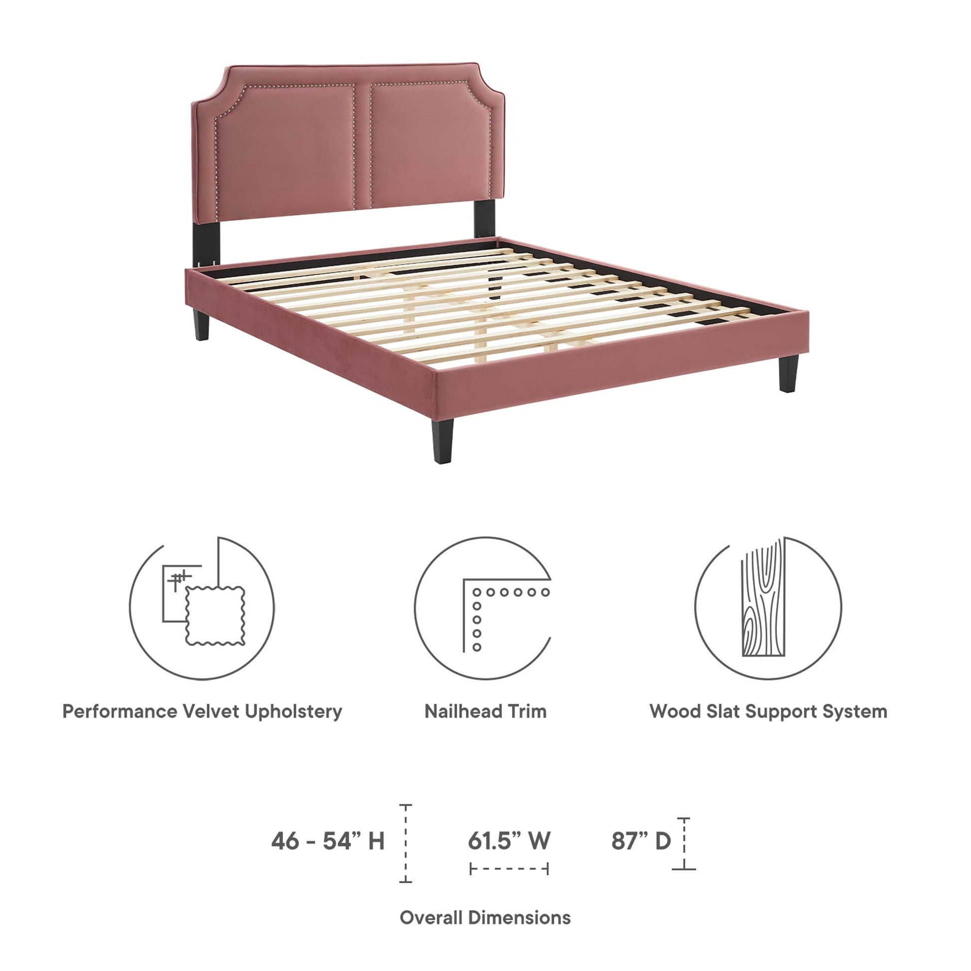 Novi Tapered Wood Leg Performance Velvet King Bed