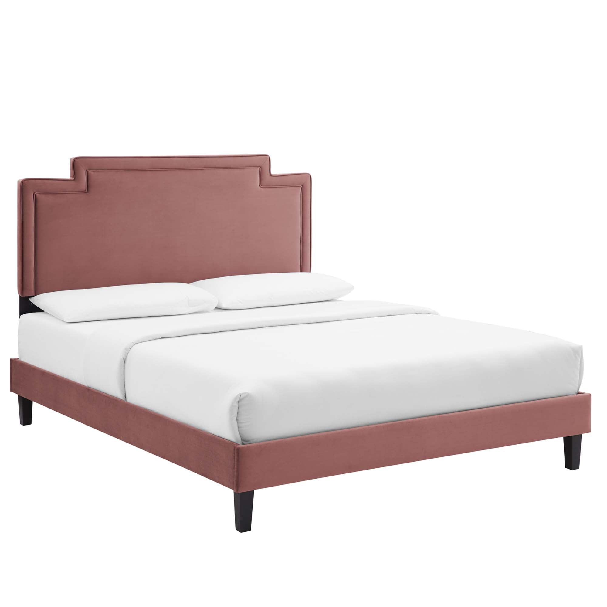 Liva Performance Velvet King Bed - Dusty Rose