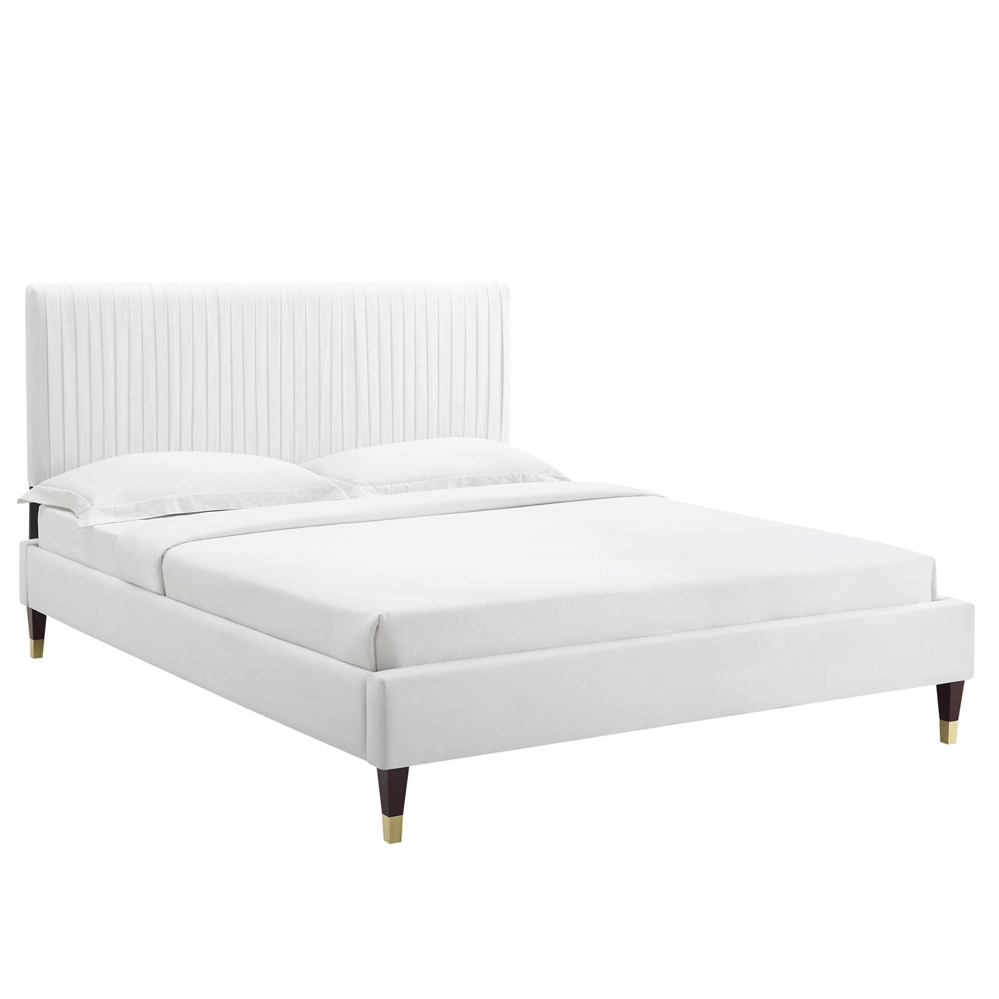 Peyton Performance Velvet Full Platform Bed - White