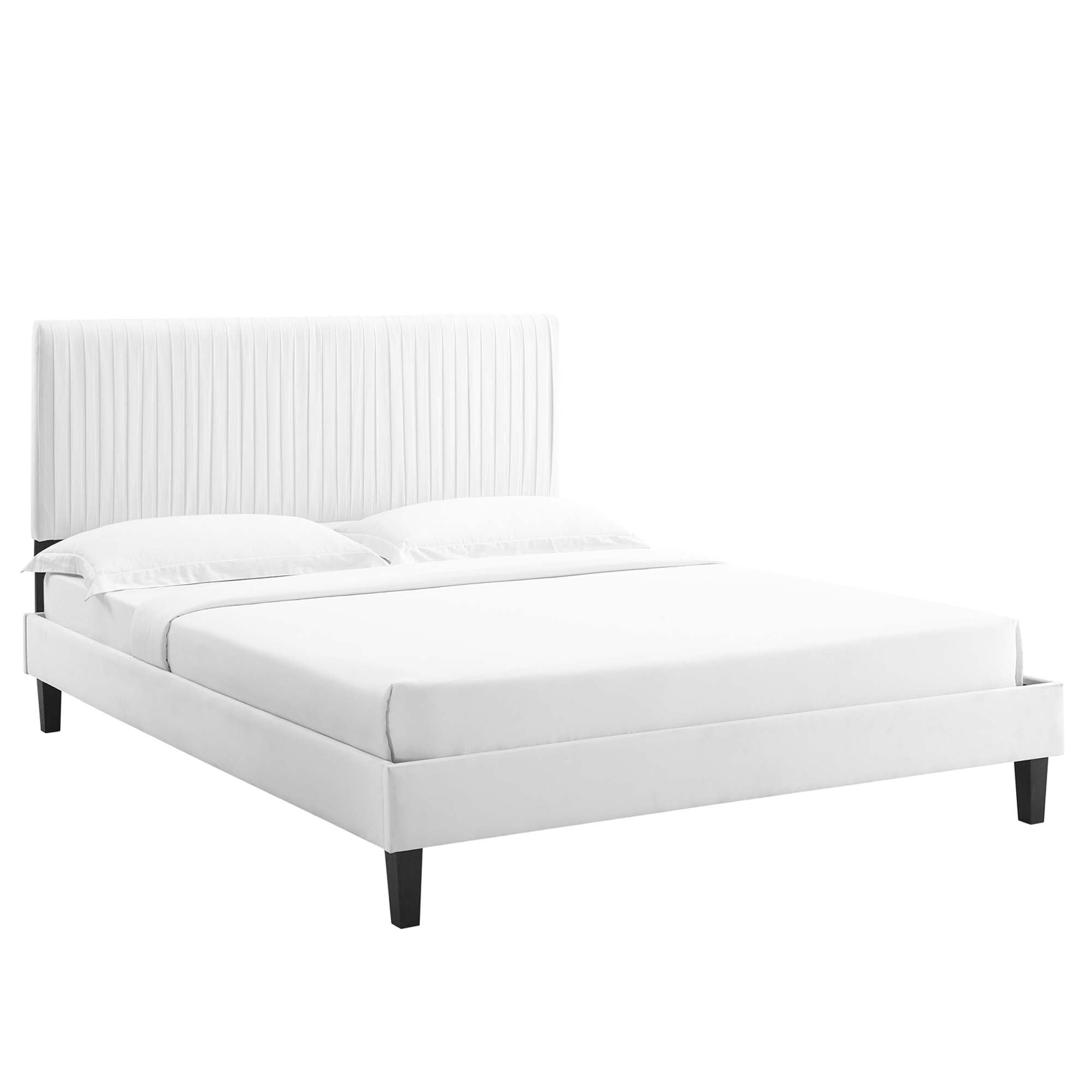 Peyton Performance Velvet Full Platform Bed - White