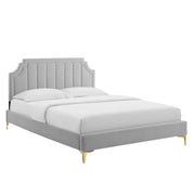 Sienna Performance Velvet Full Platform Bed - Light Gray