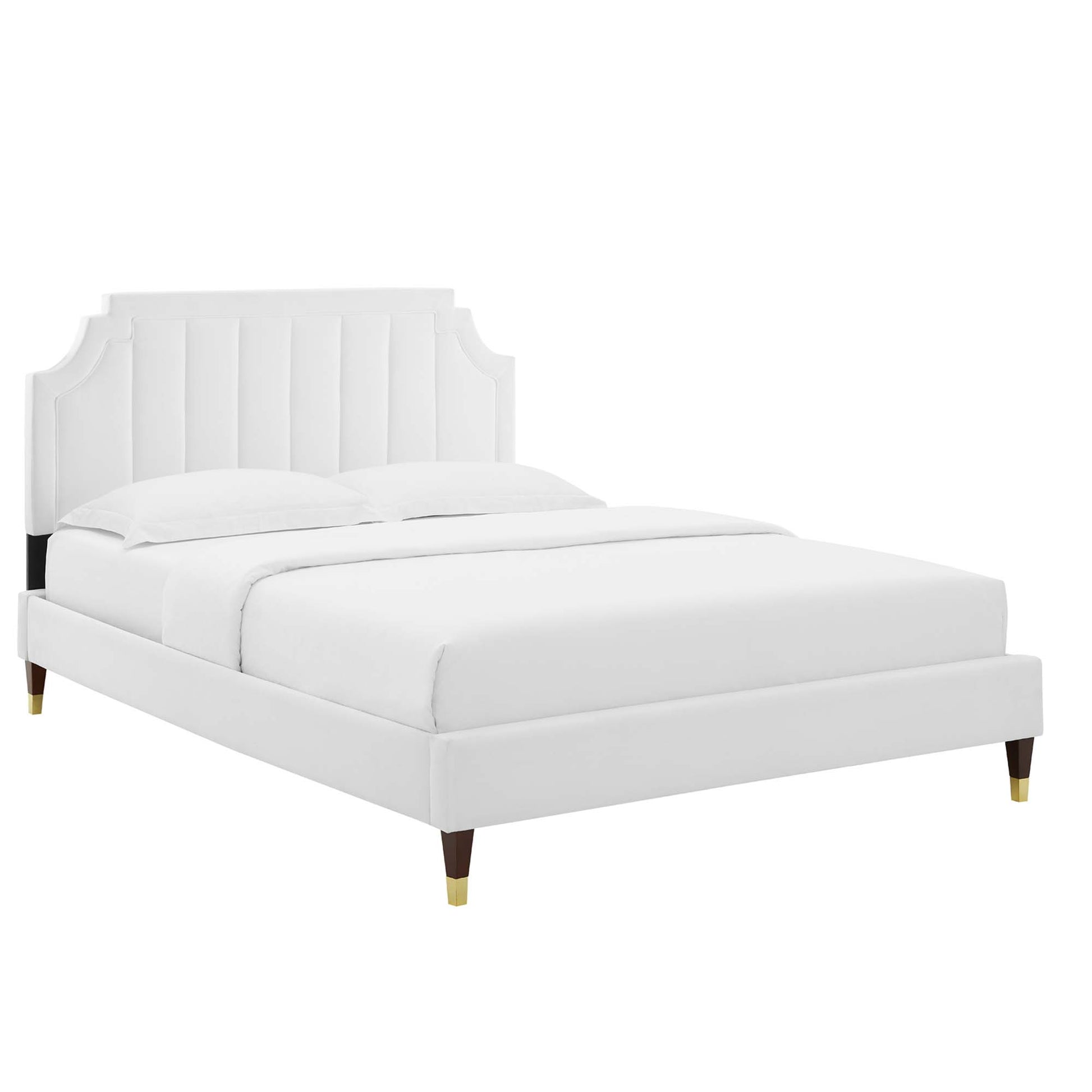 Sienna Performance Velvet Full Platform Bed - White