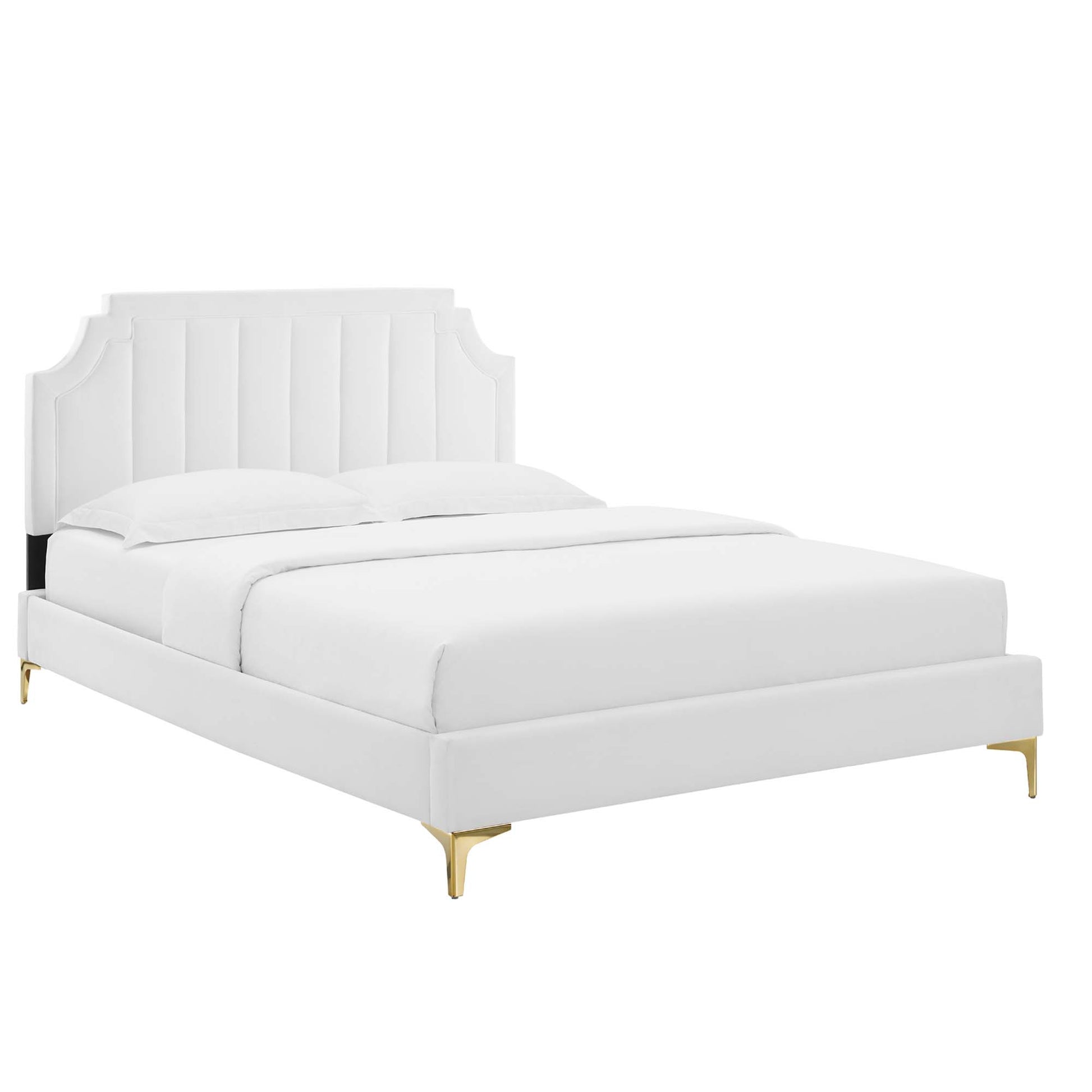 Sienna Performance Velvet King Platform Bed - White