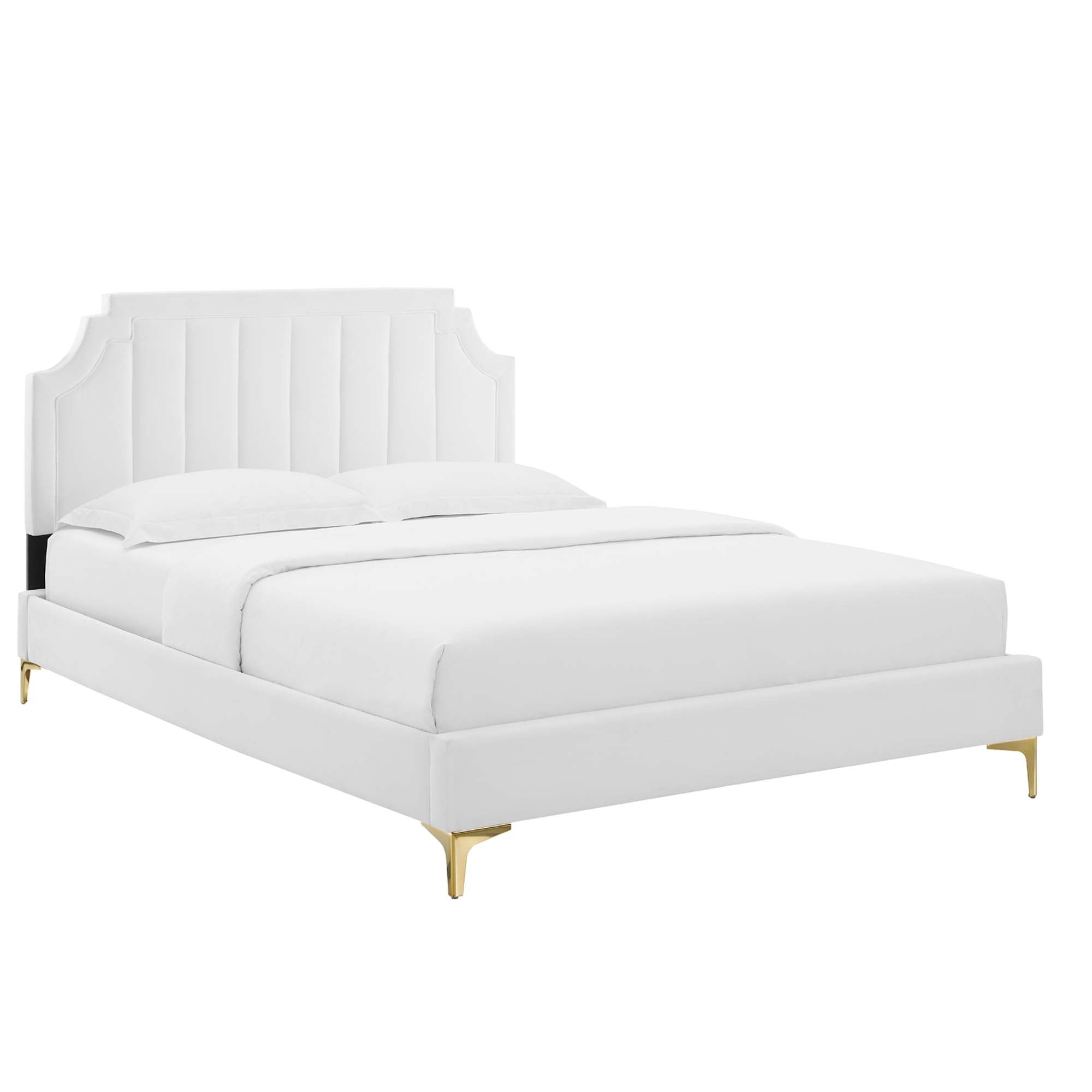 Sienna Performance Velvet King Platform Bed - White