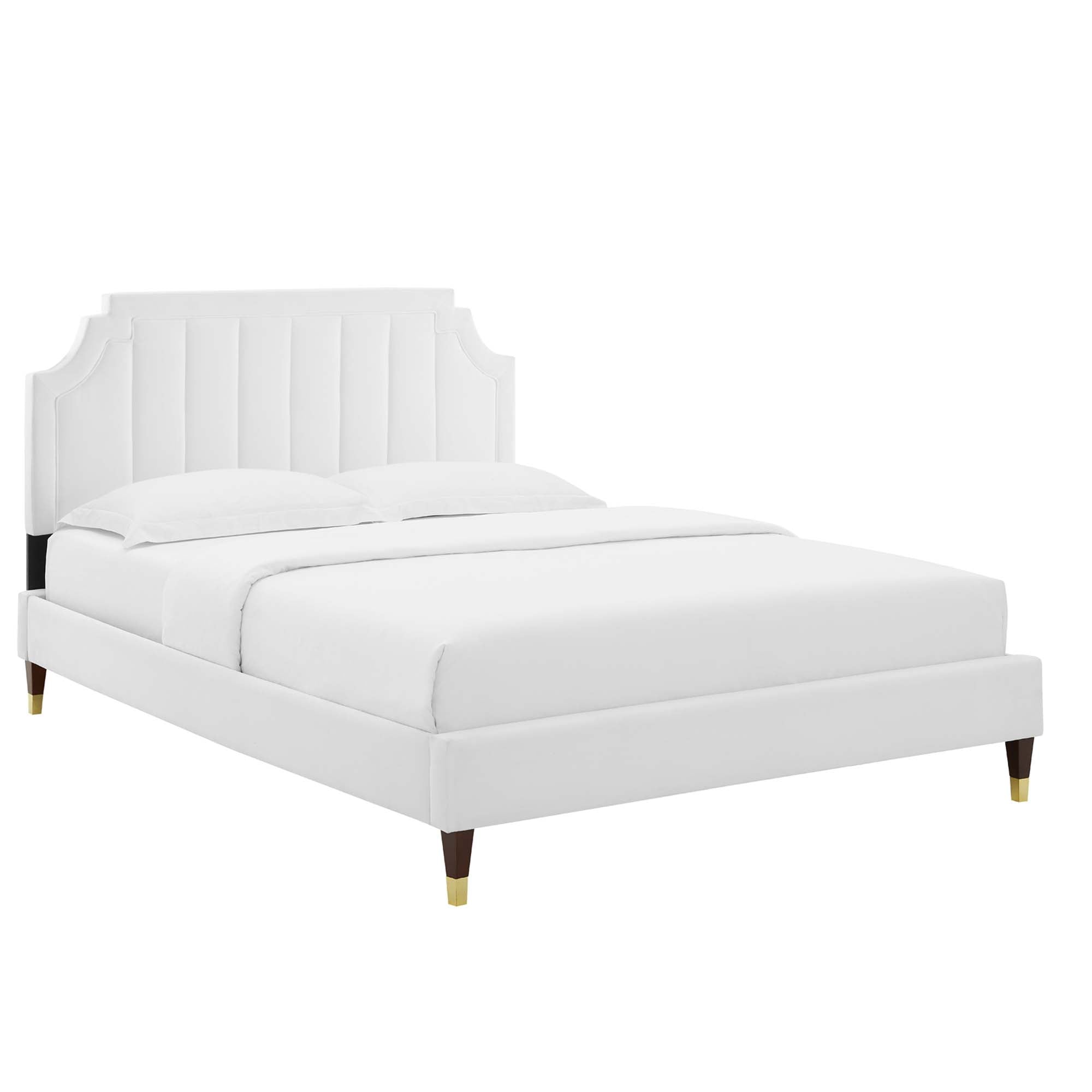 Sienna Performance Velvet King Platform Bed - White