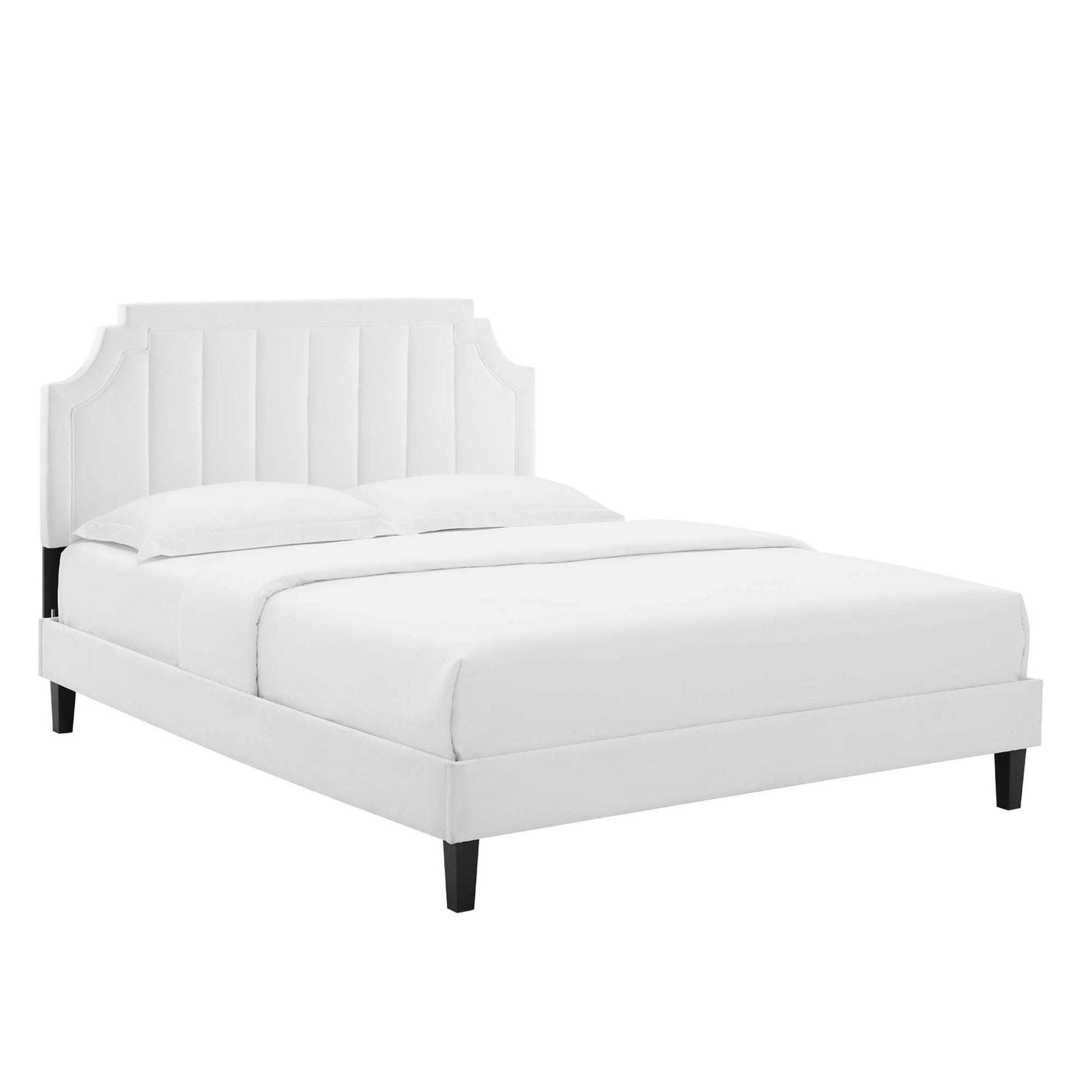 Sienna Performance Velvet King Platform Bed - White