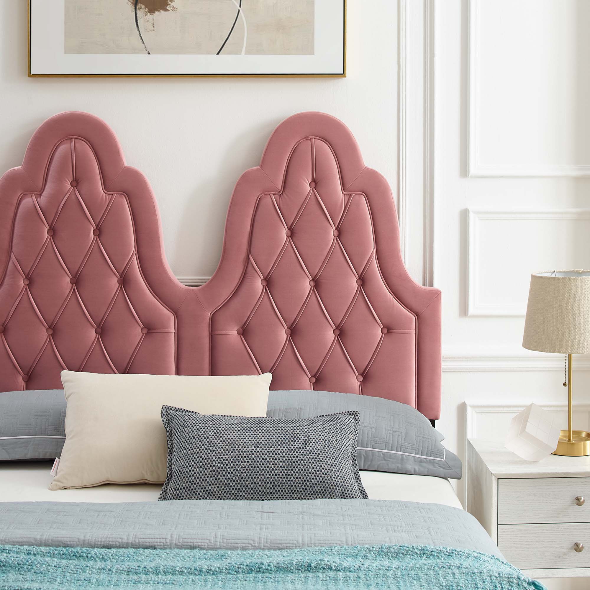 Alexandria Tufted Performance Velvet Platform Bed With Black Wood Legs