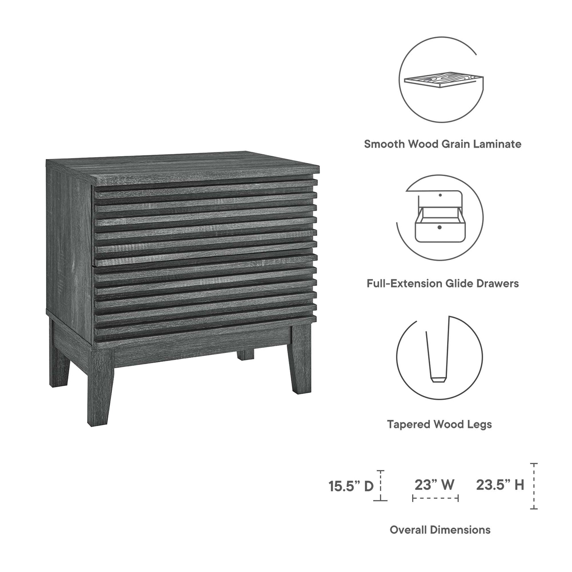 Render Two-Drawer Nightstand - Oak