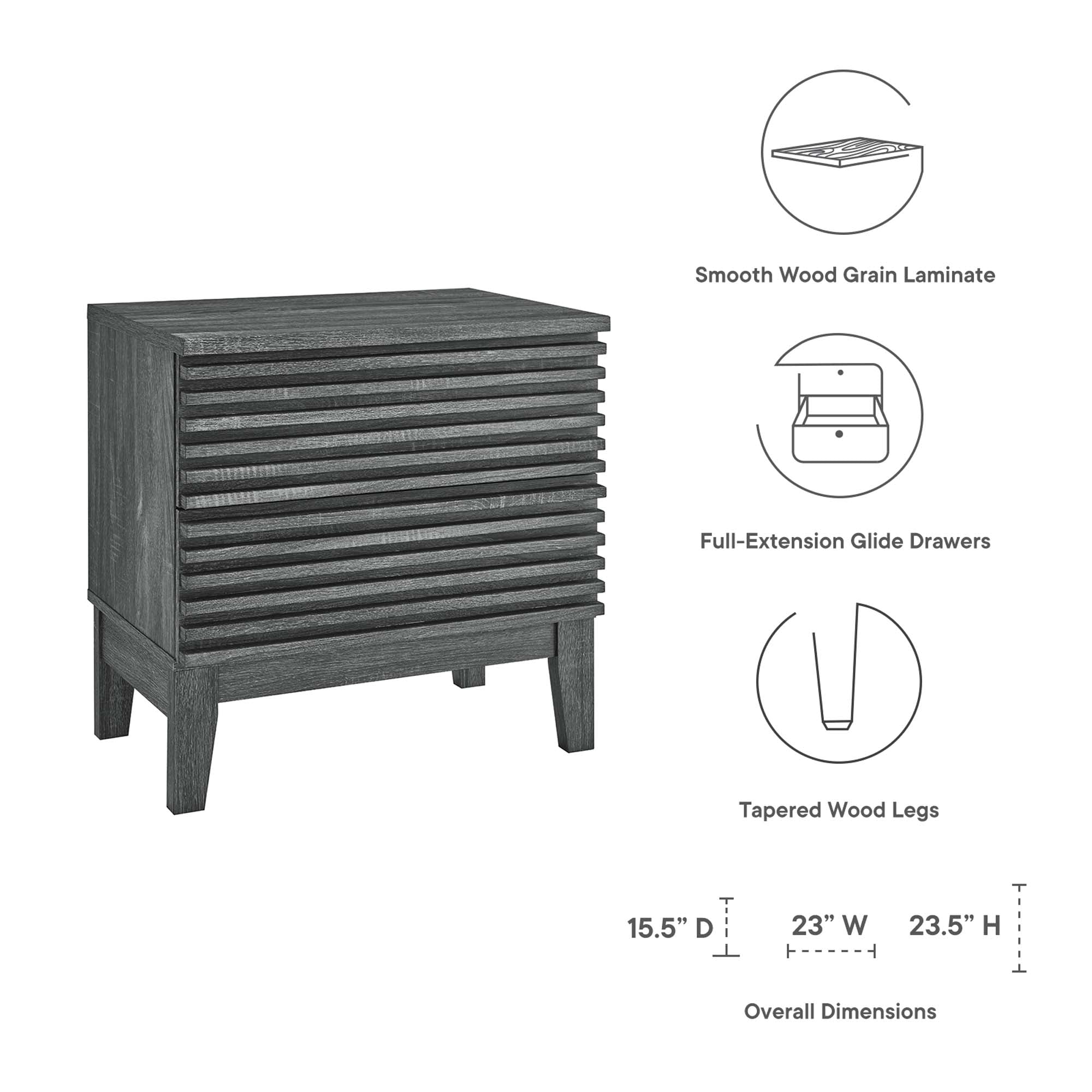 Render Two-Drawer Nightstand - Oak