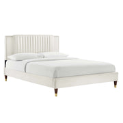 Zahra Channel Tufted Performance Velvet Twin Platform Bed - White