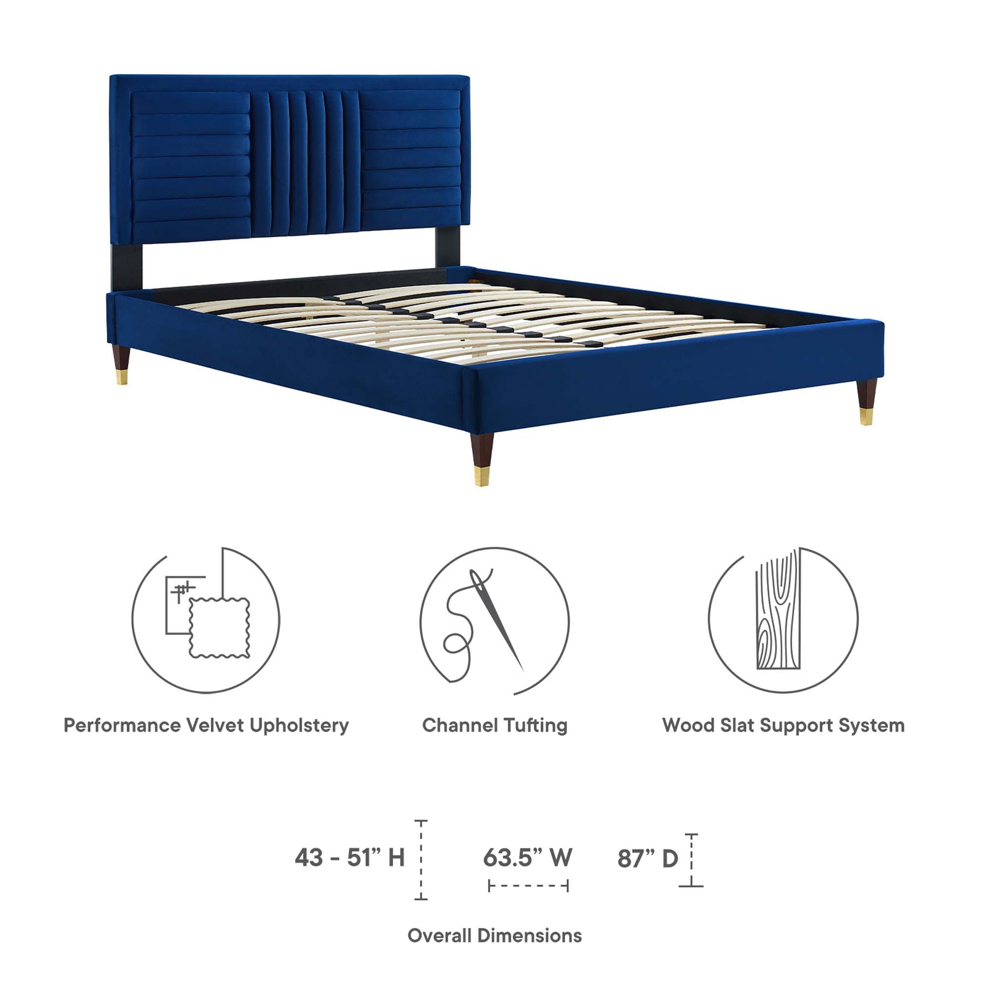 Sofia Channel Tufted Performance Velvet Full Platform Bed - White