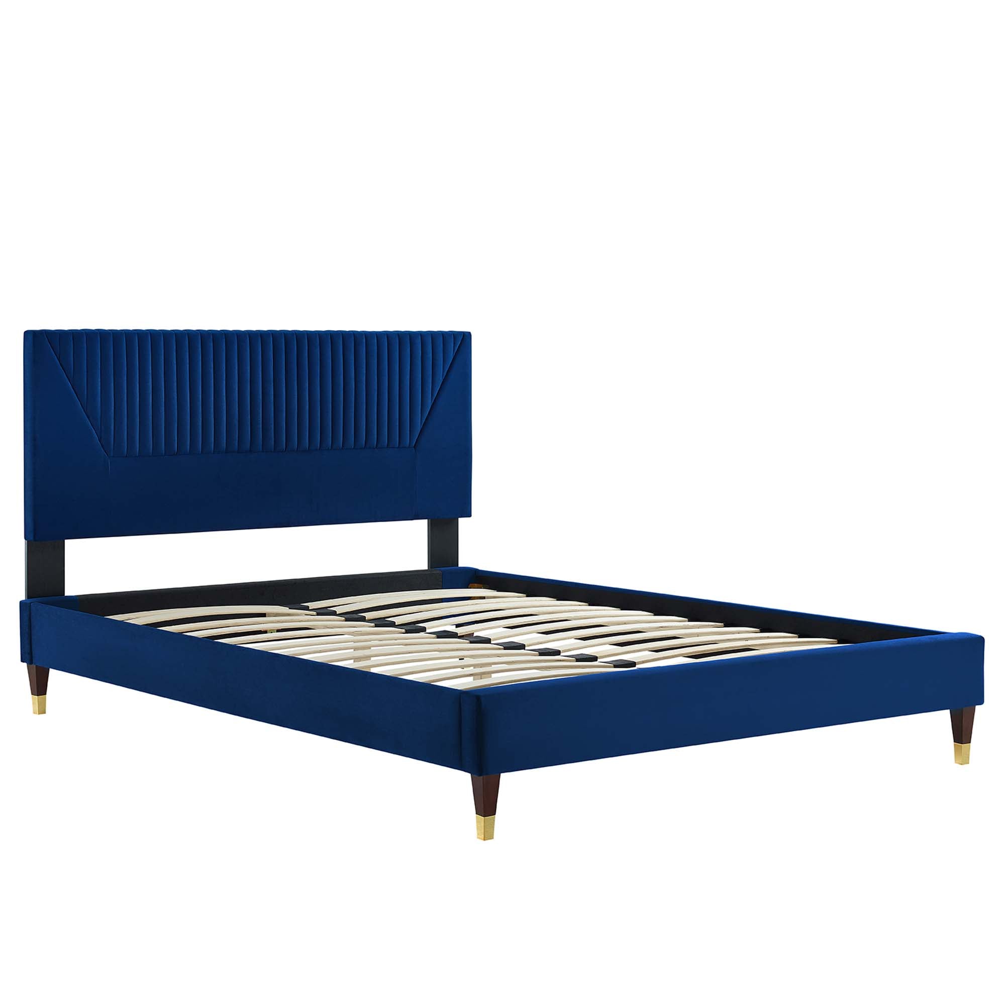 Yasmine Channel Tufted Performance Velvet Full Platform Bed