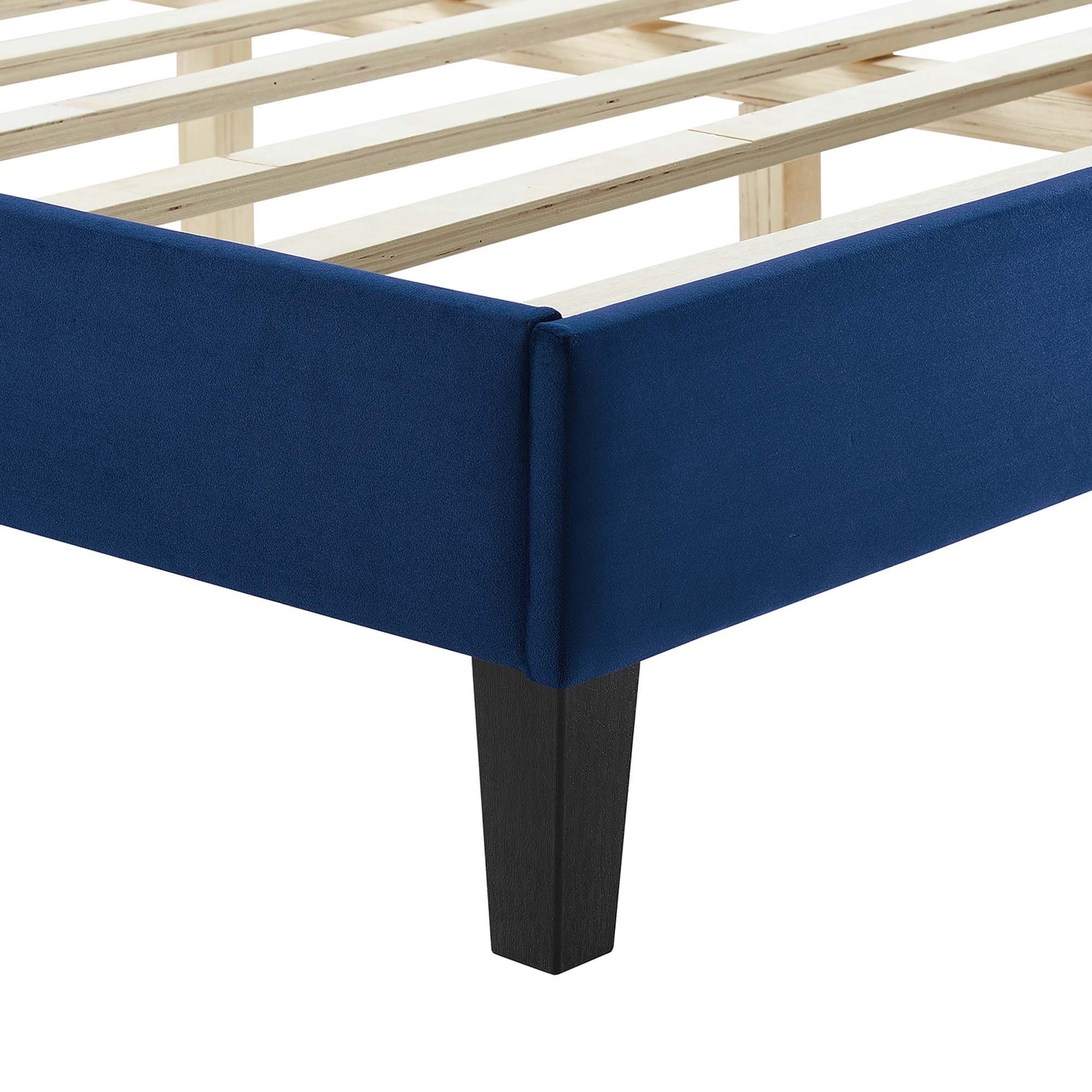 Sofia Tapered Wood Leg Channel Tufted Performance Velvet Full Platform Bed