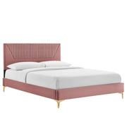 Yasmine Channel Tufted Performance Velvet King Platform Bed - Dusty Rose