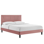 Yasmine Channel Tufted Performance Velvet King Platform Bed - Dusty Rose