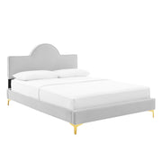 Sunny Performance Velvet Full Bed - Light Gray