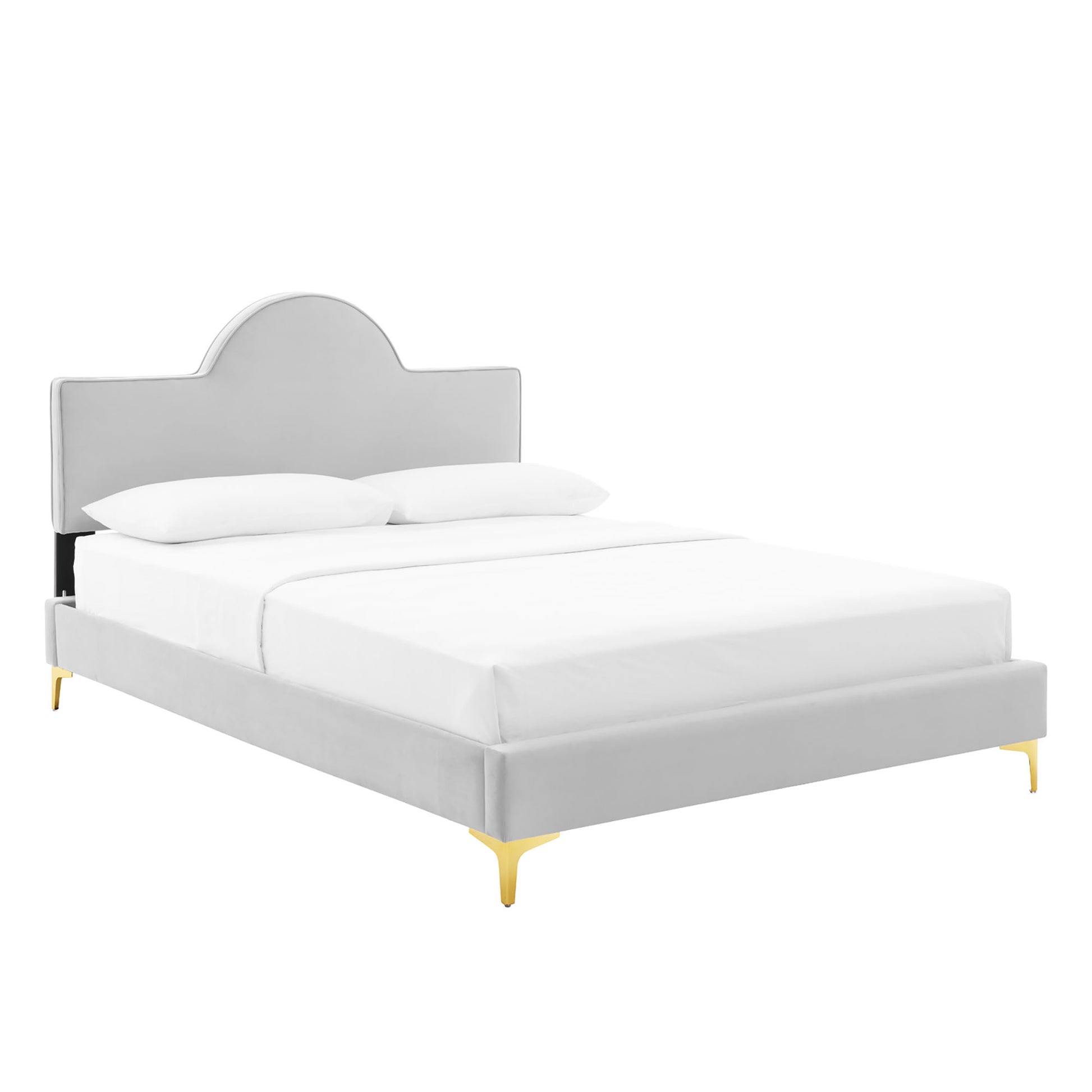 Sunny Performance Velvet Full Bed - Light Gray
