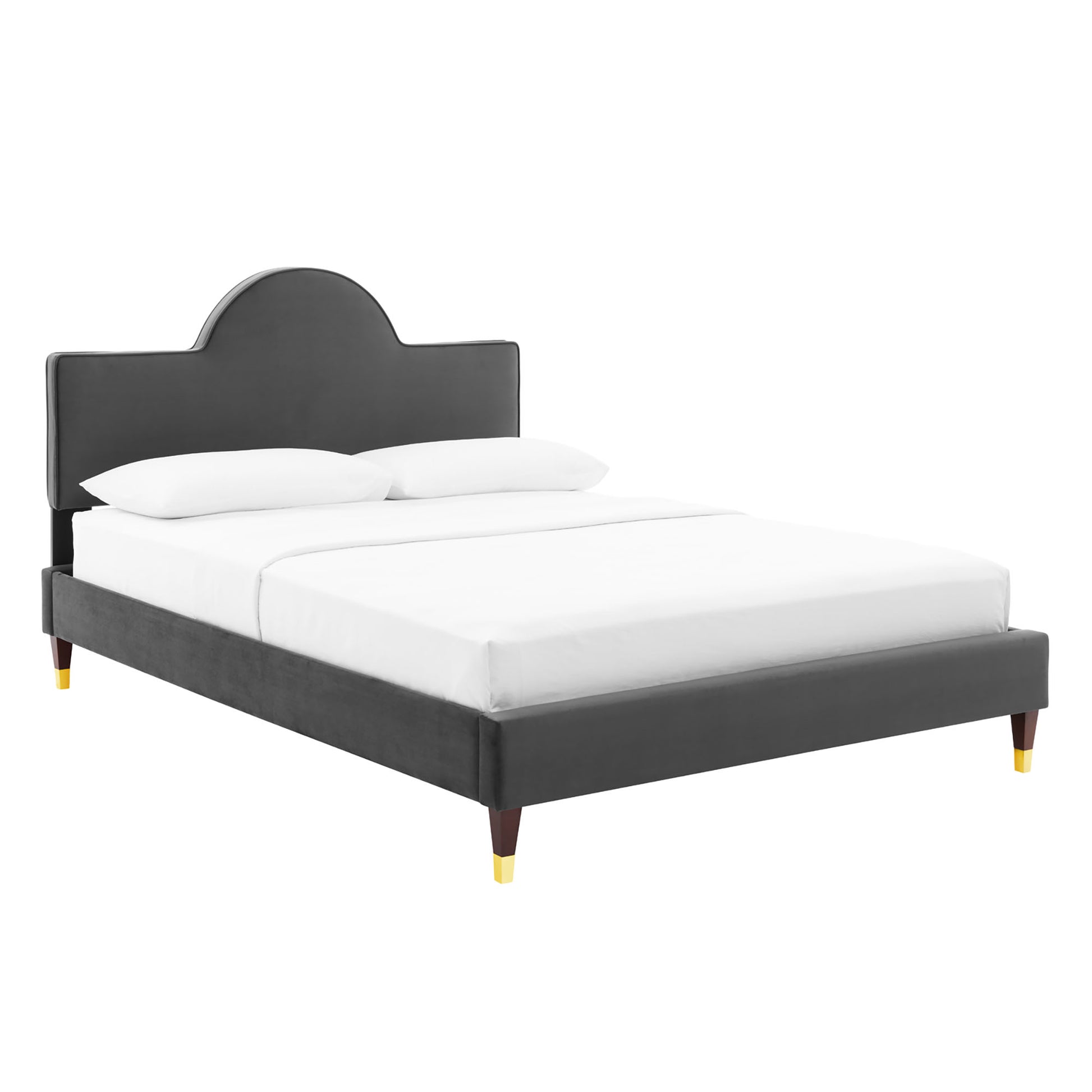Aurora Performance Velvet Bed - Charcoal