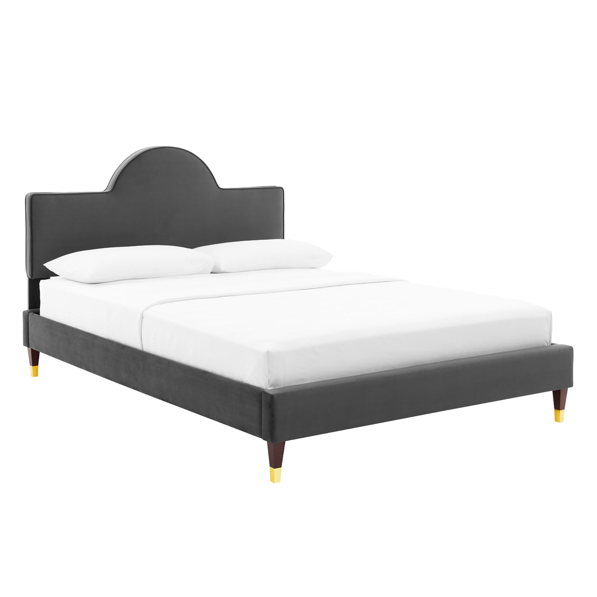 Aurora Performance Velvet Bed - Charcoal