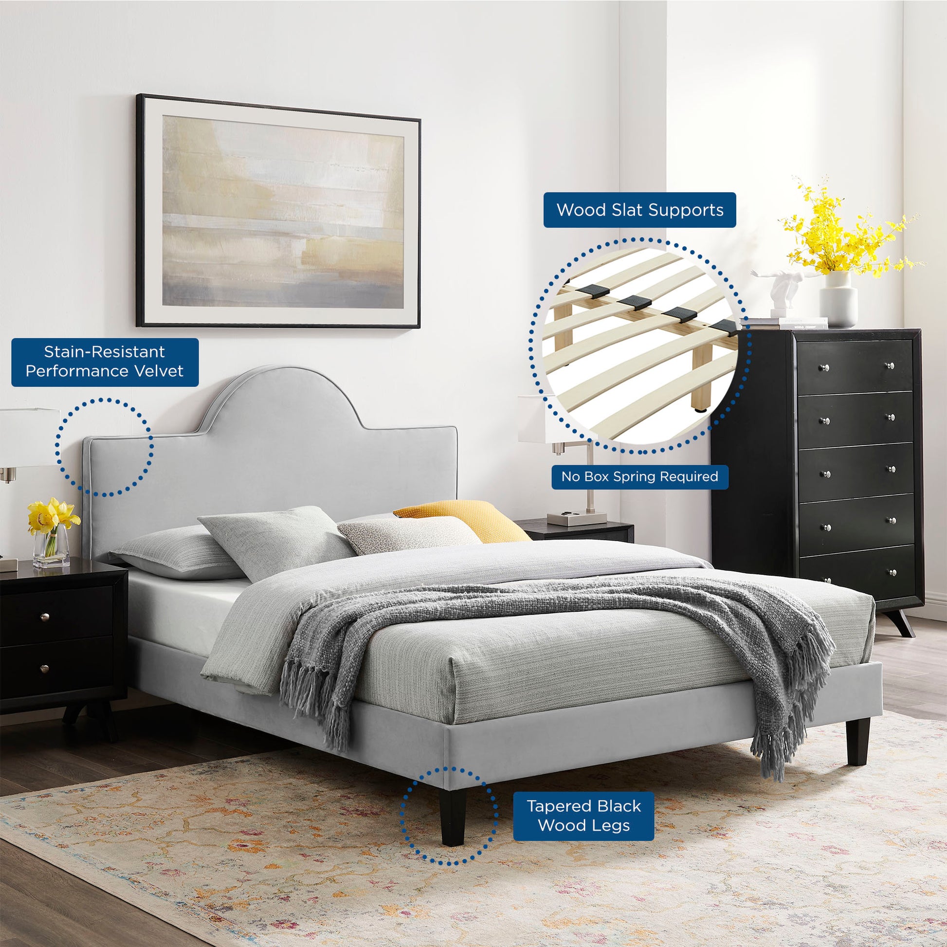 Soleil Performance Velvet King Bed