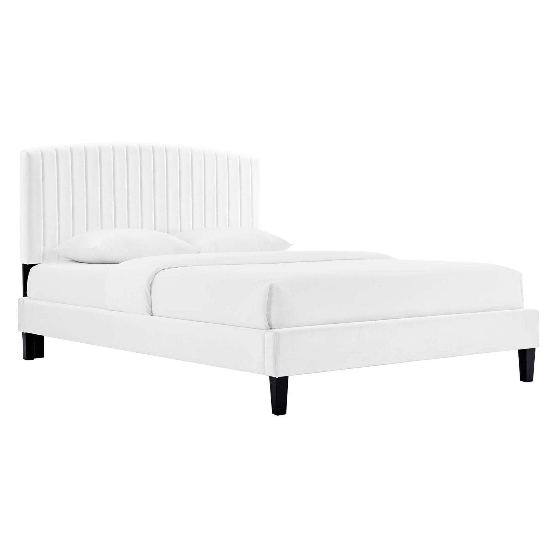 Alessi Performance Velvet Full Platform Bed - White