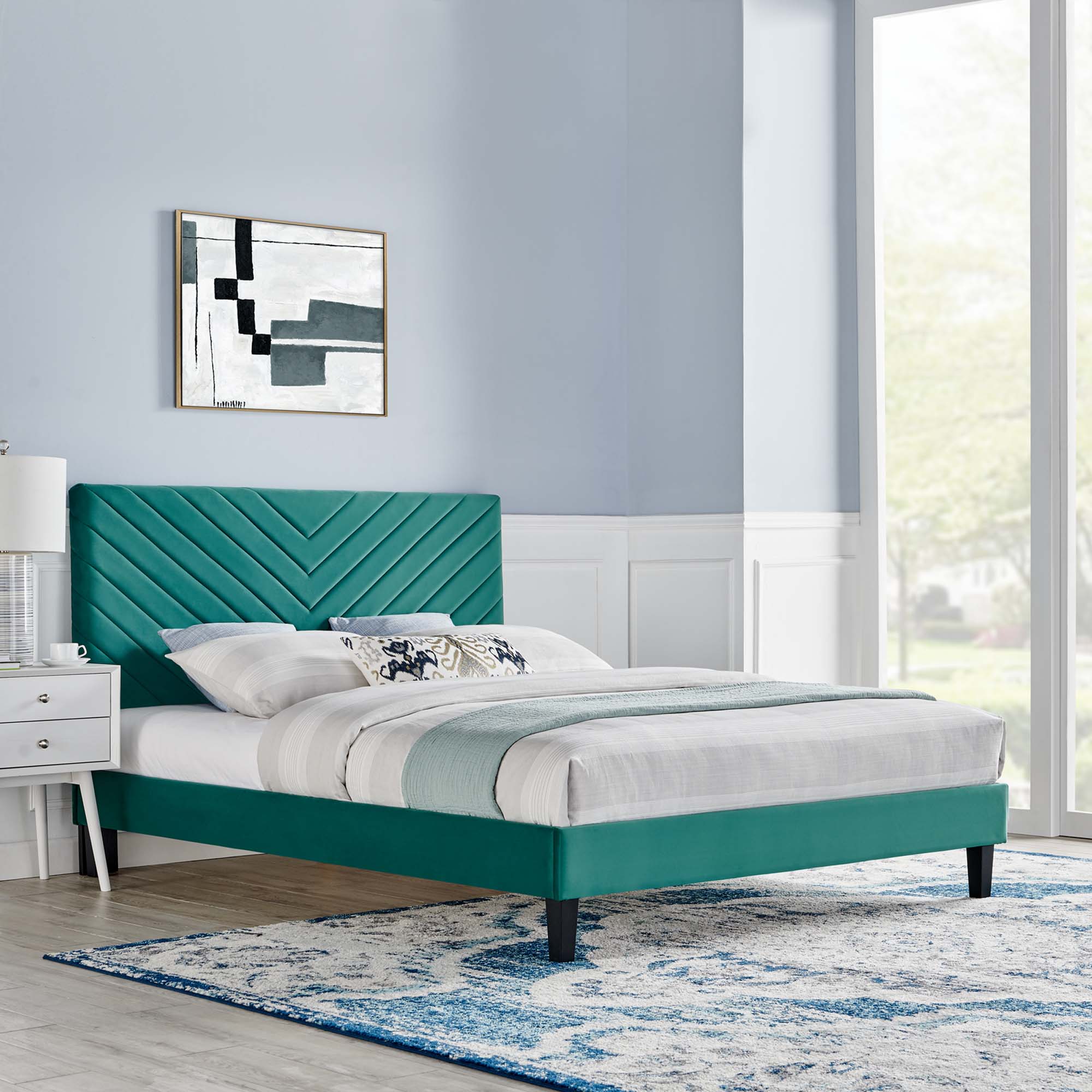 Roxanne Performance Velvet Full Platform Bed