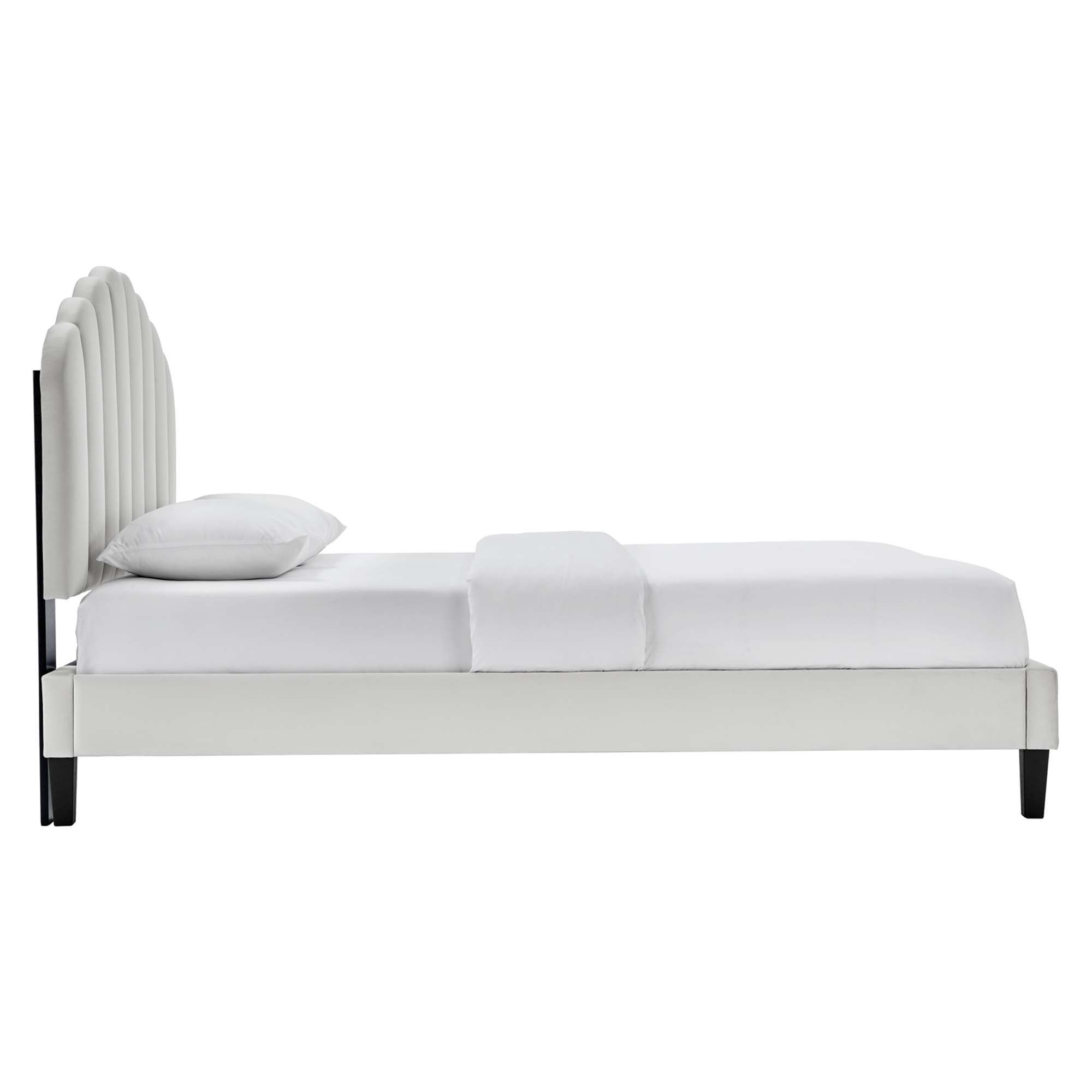 Daisy Performance Velvet Full Platform Bed - White