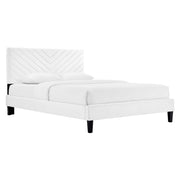 Roxanne Performance Velvet King Platform Bed - White