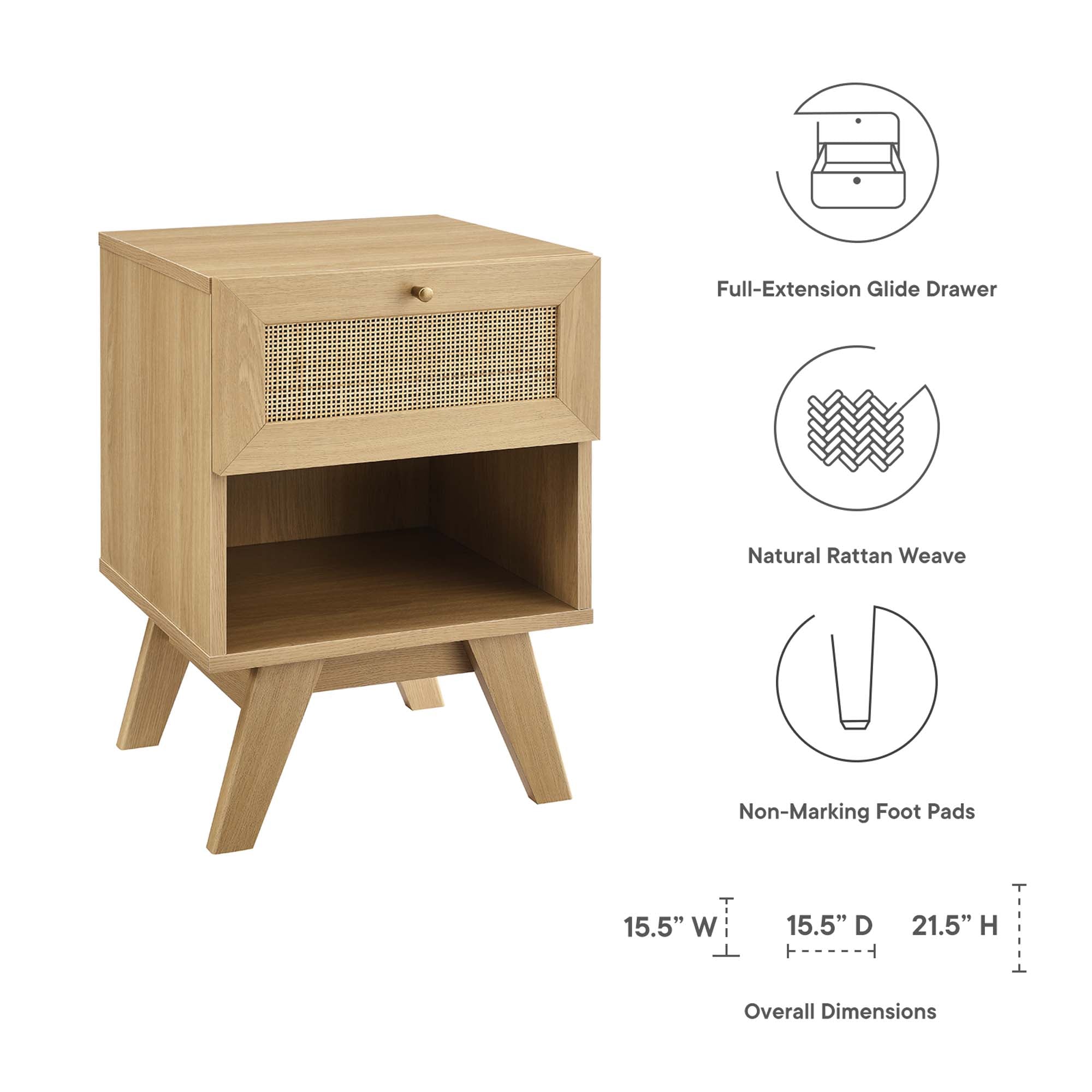 Soma 1-Drawer Nightstand - Walnut