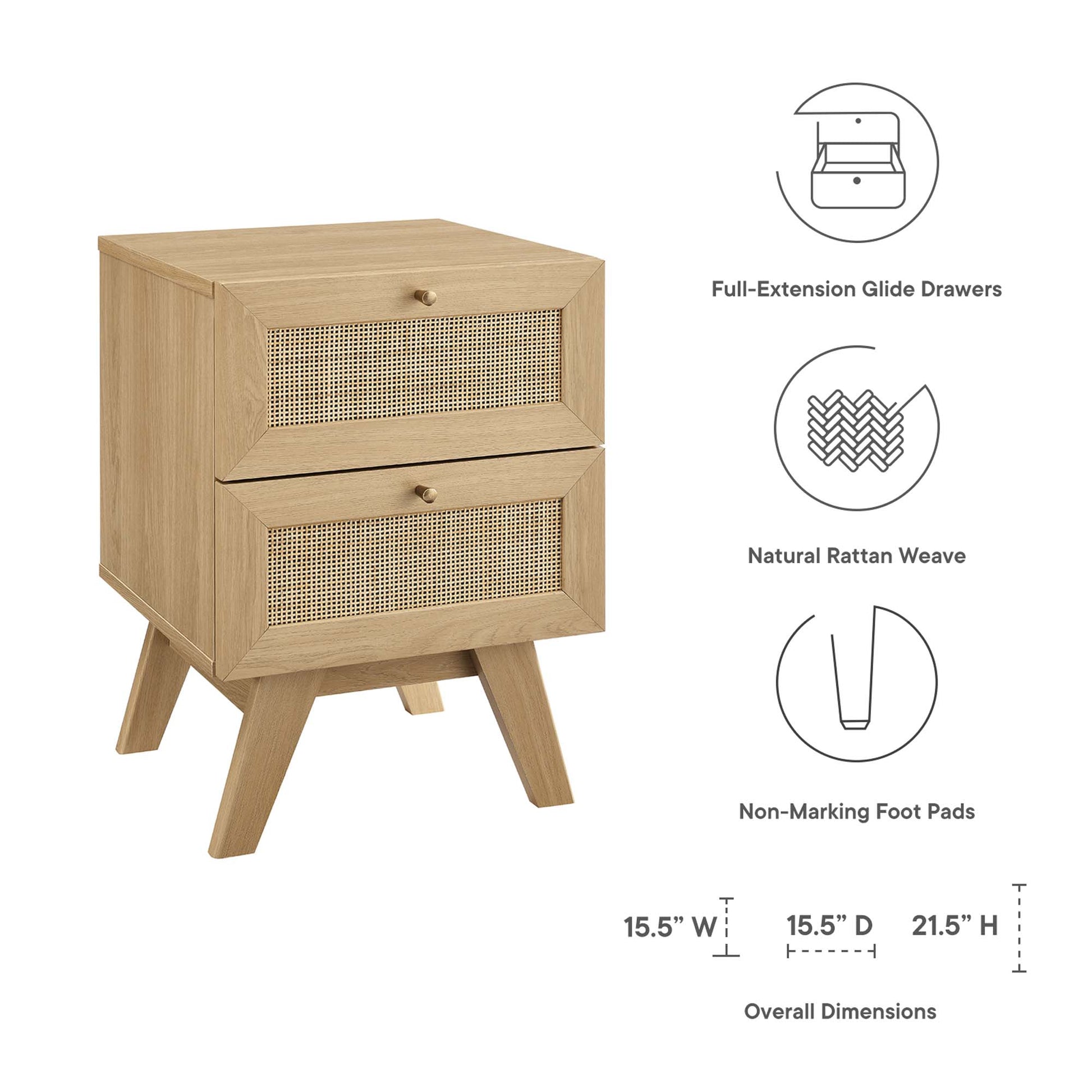 Soma 2-Drawer Nightstand - Walnut