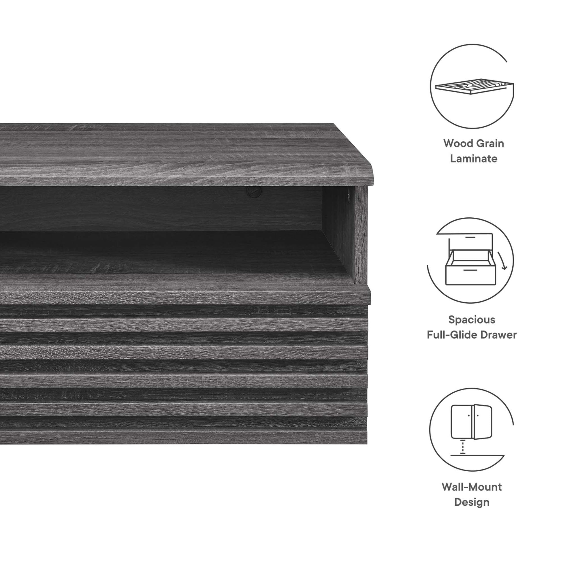 Render Wall-Mount Nightstand - Walnut