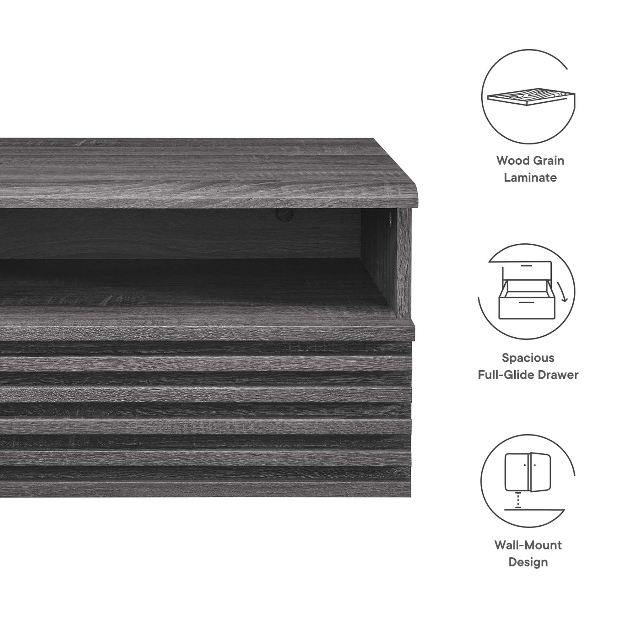 Render Wall-Mount Nightstand - Walnut