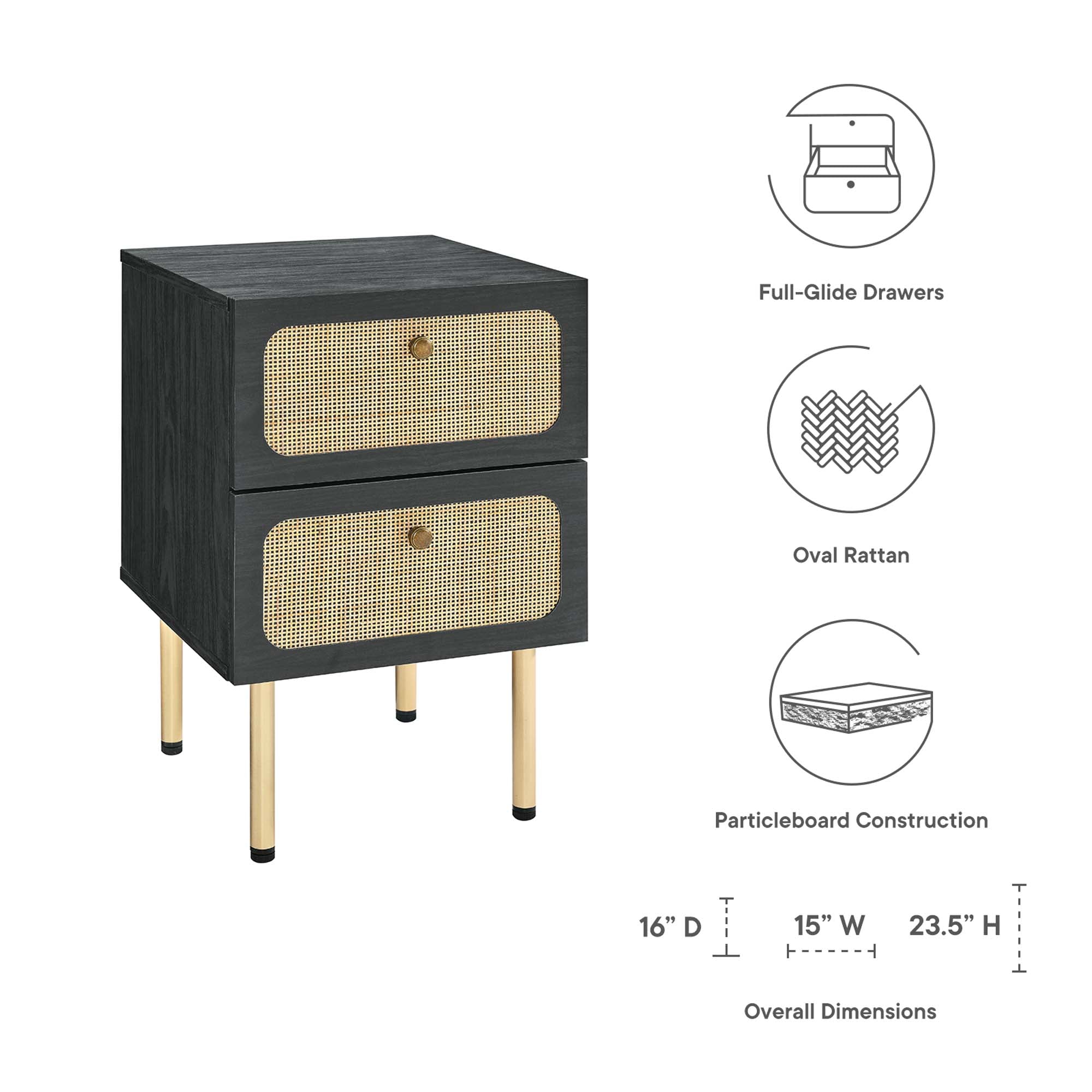 Chaucer 2-Drawer Nightstand - Oak