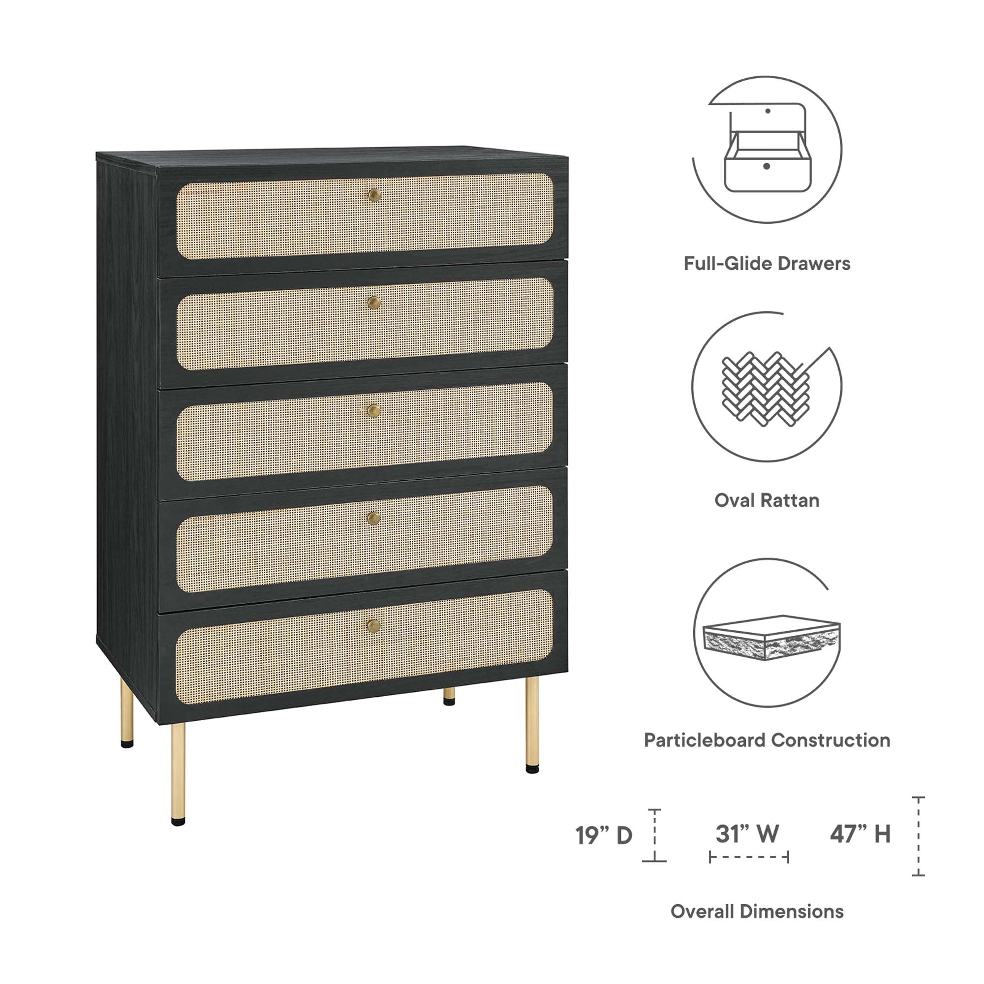 Chaucer 5-Drawer Chest - Oak
