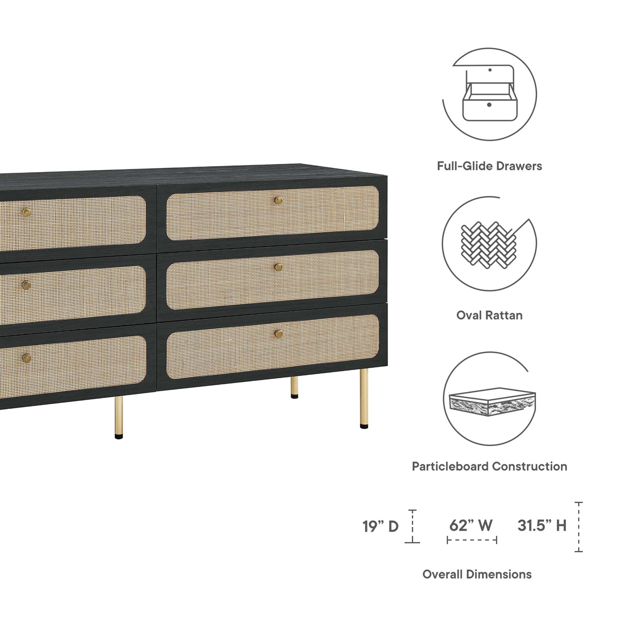Chaucer 6-Drawer Dresser - Oak